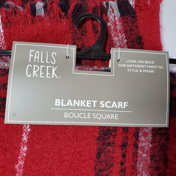 Womens Red Plaid Boucle Blanket Scarf Style & Wear - Picture 4 of 8